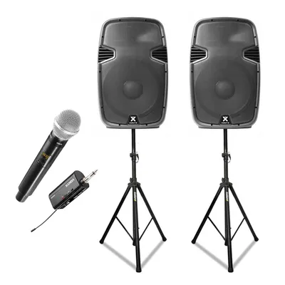 PA System with Wireless Mic and Speaker Stands
